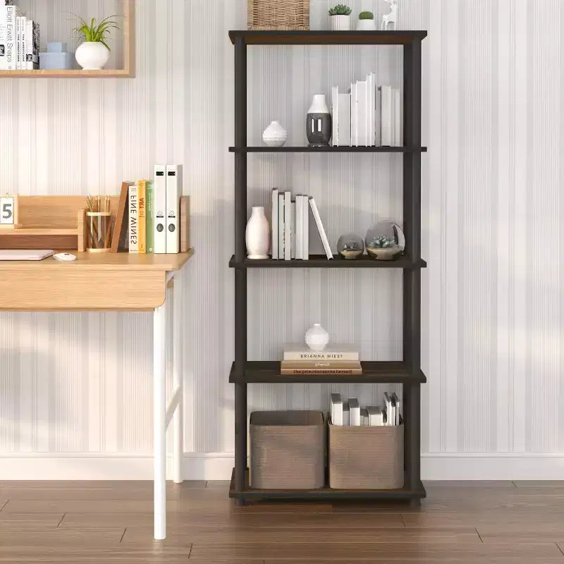 Libreria aperta alta a 5 ripiani, vari colori, per adulti