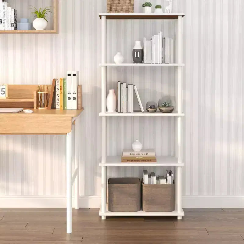 Libreria aperta alta a 5 ripiani, vari colori, per adulti