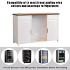 Mobile bar bianco con spazio per frigo e contenitore, larghezza 135 cm, design a 2 ante scanalate per 1–2 utenti