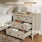 Comodino rustico a 3 cassetti con presa elettrica, stile Mid-Century, per adulti (2 colori)