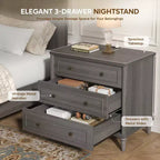 Comodino rustico a 3 cassetti con presa elettrica, stile Mid-Century, per adulti (2 colori)