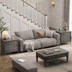 Comodino rustico a 3 cassetti con presa elettrica, stile Mid-Century, per adulti (2 colori)