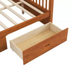Letto a Baldacchino in Legno Naturale/Noce con Cassetti Contenitori, Queen/King, 2 Posti