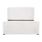 Letto Queen imbottito in tessuto Boucle bianco con testiera e pediera imbottite