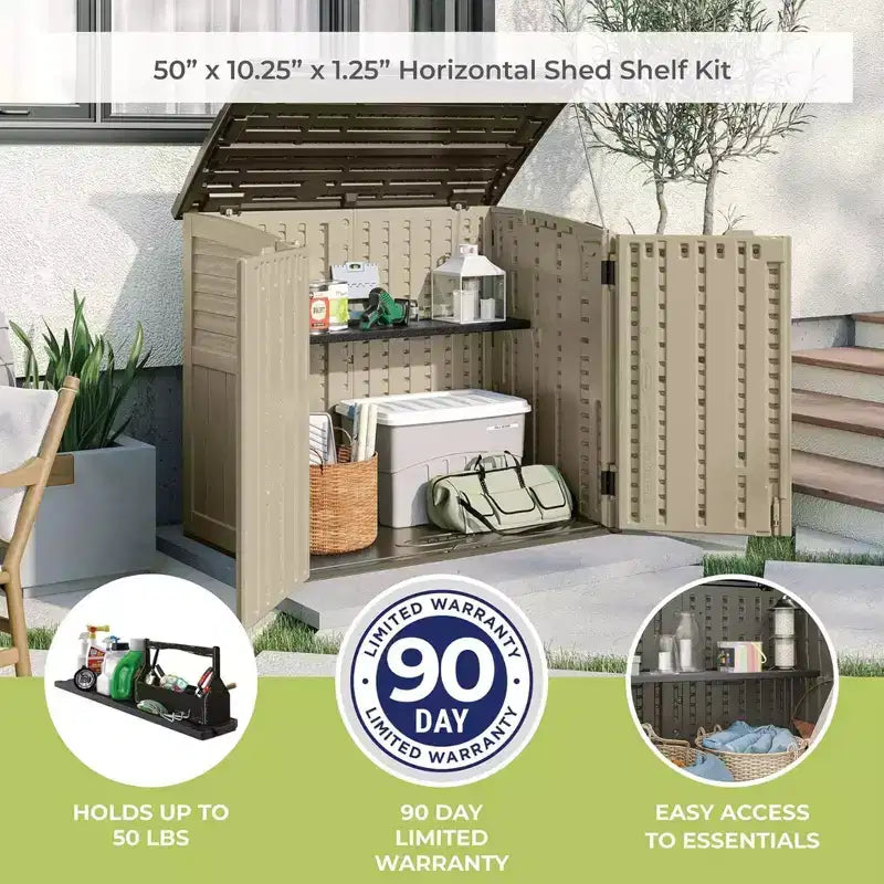 Kit da 4 mensole orizzontali nere da parete per casetta da giardino, per 1 o più utenti