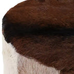 Pouf Contenitore Decorativo con Stampa Mucca e Piedini a Sfera - Comodo Pouf Poggiapiedi Versatile, Sgabello per Soggiorno - 20 pollici, Marrone e Avorio
