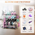 Rastrelliera per Attrezzi Fitness a 4 Livelli Compatta: Contiene Manubri, Tappetini Yoga e Altro, Resistente Fino a 10 kg, Organizer Salvaspazio 46,7x39,5x25,4 cm per Palestre Domestiche