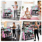 Rastrelliera per Attrezzi Fitness a 4 Livelli Compatta: Contiene Manubri, Tappetini Yoga e Altro, Resistente Fino a 10 kg, Organizer Salvaspazio 46,7x39,5x25,4 cm per Palestre Domestiche