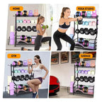 Rastrelliera per Attrezzi Fitness a 4 Livelli Compatta: Contiene Manubri, Tappetini Yoga e Altro, Resistente Fino a 10 kg, Organizer Salvaspazio 46,7x39,5x25,4 cm per Palestre Domestiche