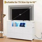 Cassettiera con struttura in metallo, mobili contenitore con 11 cassetti in tessuto, mobile TV con luci LED e stazione di ricarica, adatta per camera da letto e soggiorno