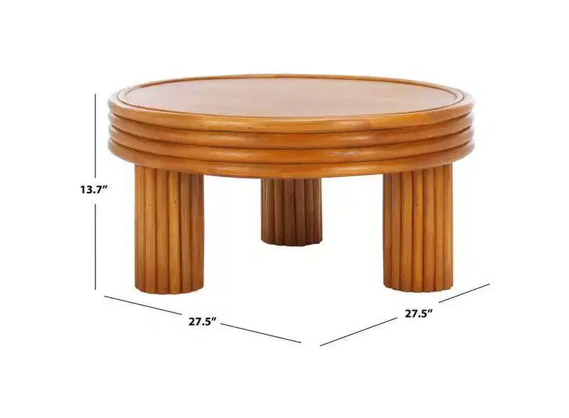 Tavolino da caffè rotondo in rattan marrone per 1 persona