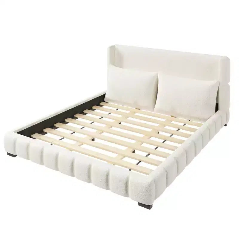 Letto imbottito con 2 cuscini, Bianco/Nero, Misura King/Queen