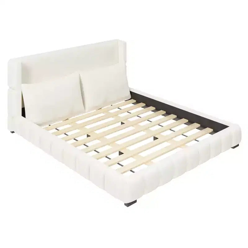 Letto imbottito con 2 cuscini, Bianco/Nero, Misura King/Queen