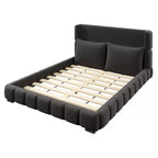 Letto imbottito con 2 cuscini, Bianco/Nero, Misura King/Queen