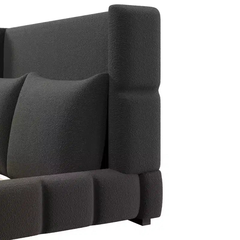 Letto imbottito con 2 cuscini, Bianco/Nero, Misura King/Queen