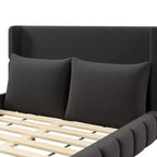 Letto imbottito con 2 cuscini, Bianco/Nero, Misura King/Queen