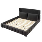 Letto imbottito con 2 cuscini, Bianco/Nero, Misura King/Queen