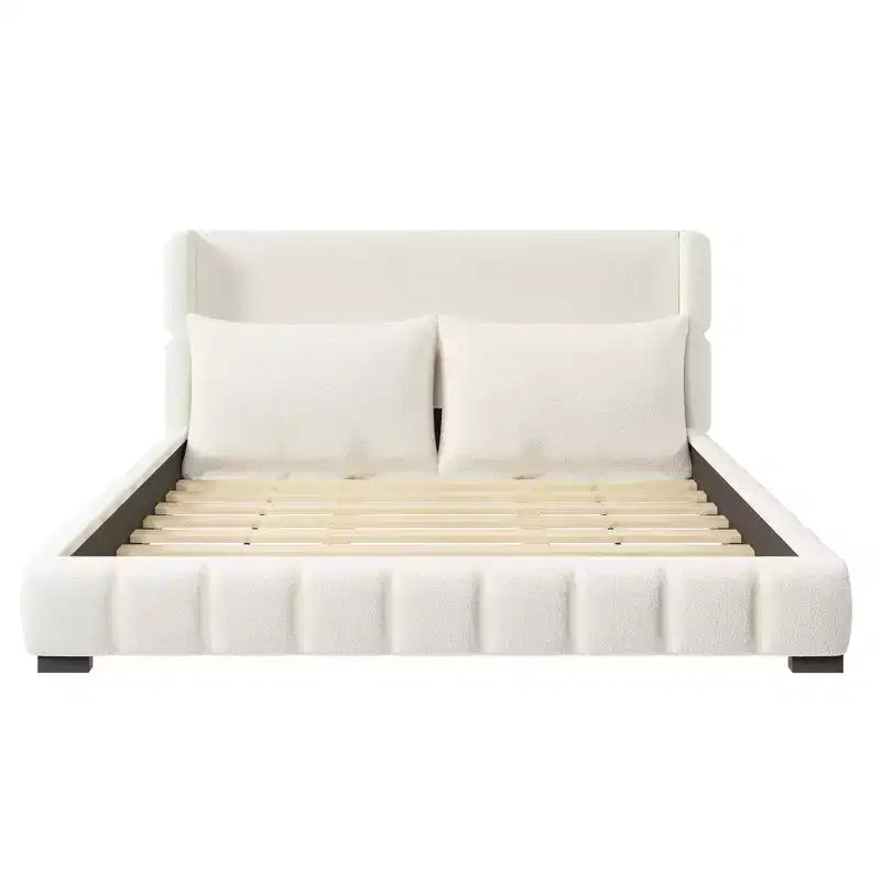 Letto imbottito con 2 cuscini, Bianco/Nero, Misura King/Queen