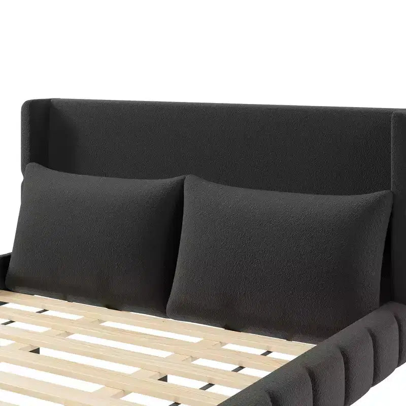 Letto imbottito con 2 cuscini, Bianco/Nero, Misura King/Queen