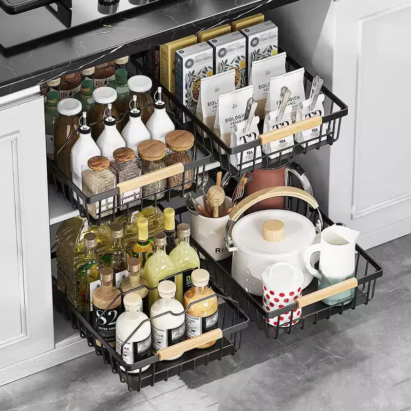 Organizzatore per armadietto estraibile nero/bianco, senza foratura, confezione da 1 o 2