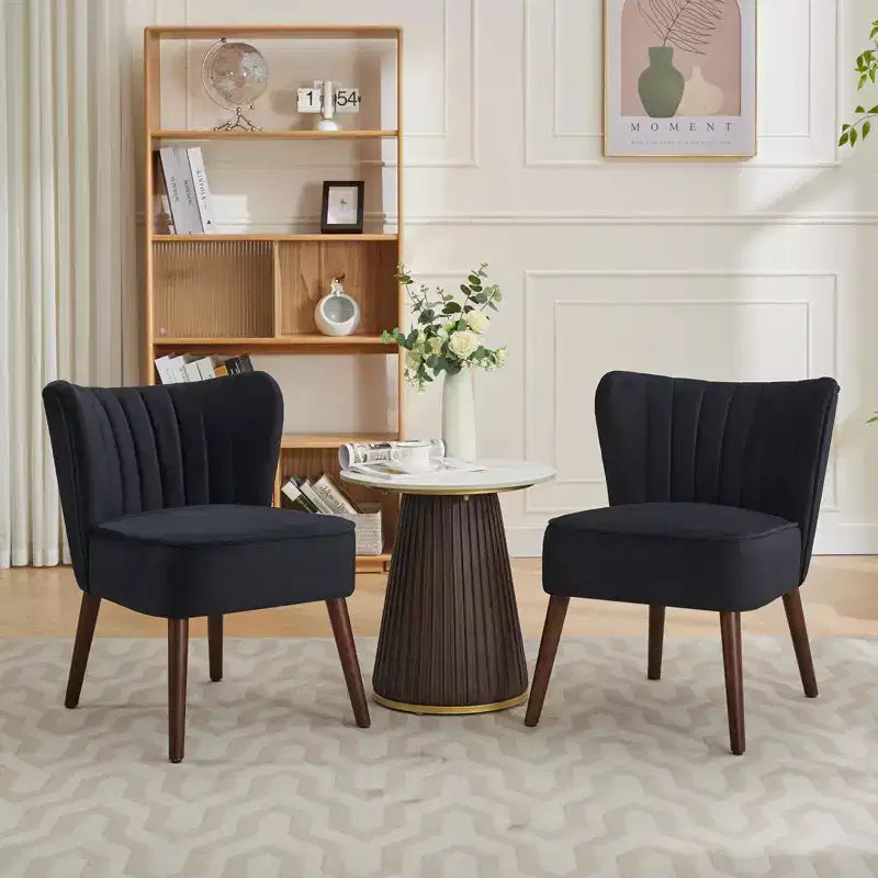 Poltrona d'Appoggio Imbottita Senza Braccioli, Beige/Nero/Verde, Stile Mid-Century, Posti a Sedere 1