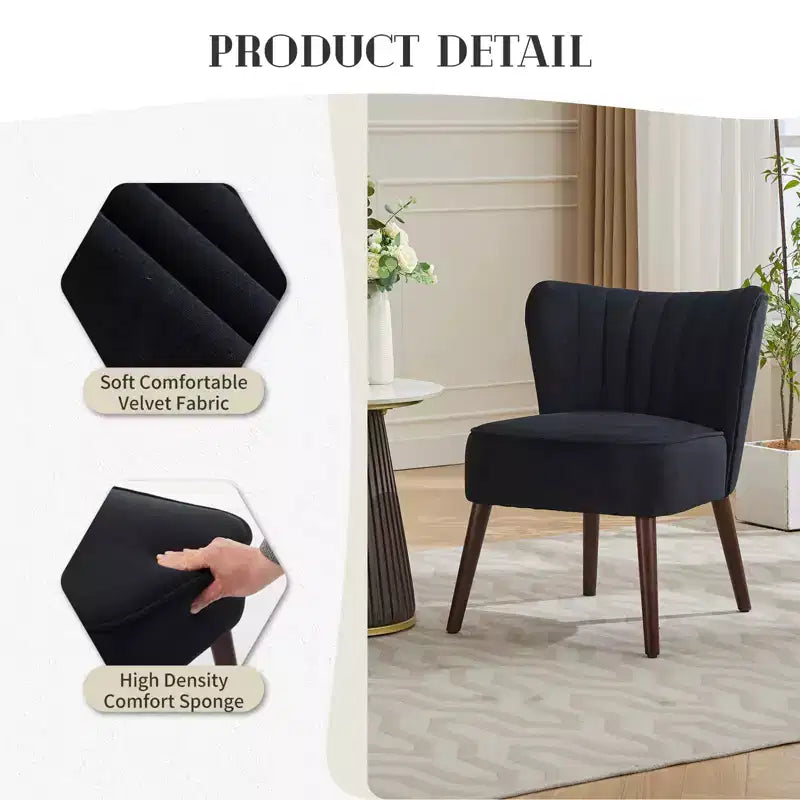 Poltrona d'Appoggio Imbottita Senza Braccioli, Beige/Nero/Verde, Stile Mid-Century, Posti a Sedere 1