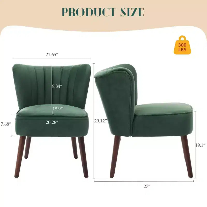 Poltrona d'Appoggio Imbottita Senza Braccioli, Beige/Nero/Verde, Stile Mid-Century, Posti a Sedere 1