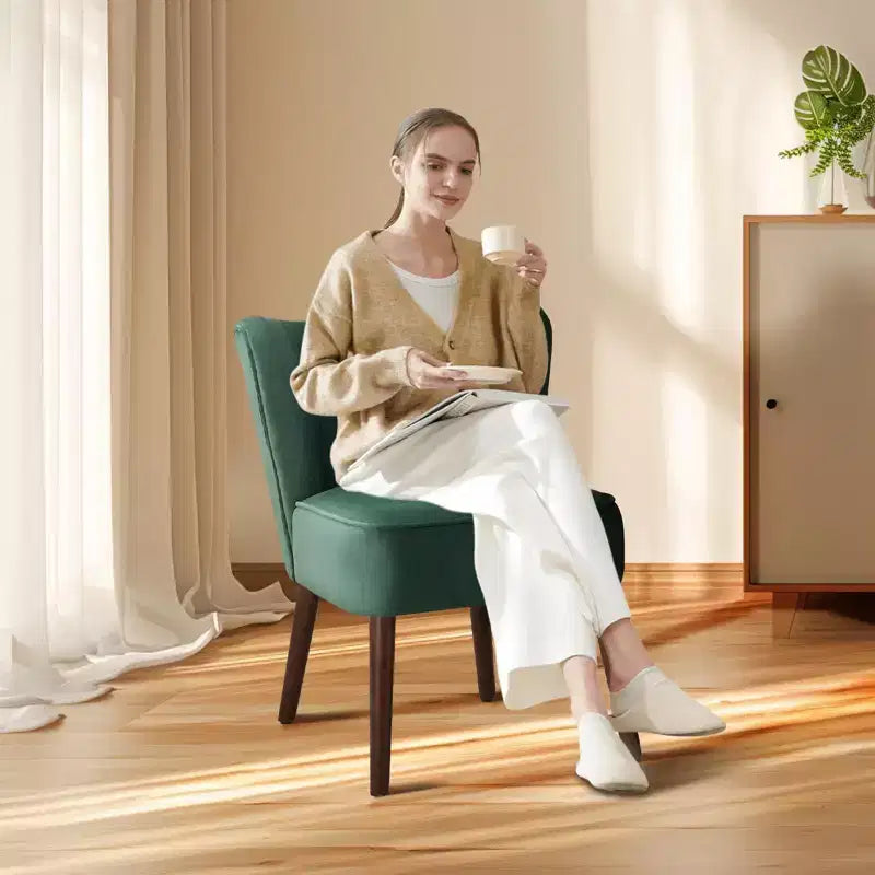 Poltrona d'Appoggio Imbottita Senza Braccioli, Beige/Nero/Verde, Stile Mid-Century, Posti a Sedere 1