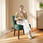 Poltrona d'Appoggio Imbottita Senza Braccioli, Beige/Nero/Verde, Stile Mid-Century, Posti a Sedere 1