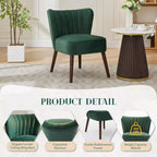 Poltrona d'Appoggio Imbottita Senza Braccioli, Beige/Nero/Verde, Stile Mid-Century, Posti a Sedere 1