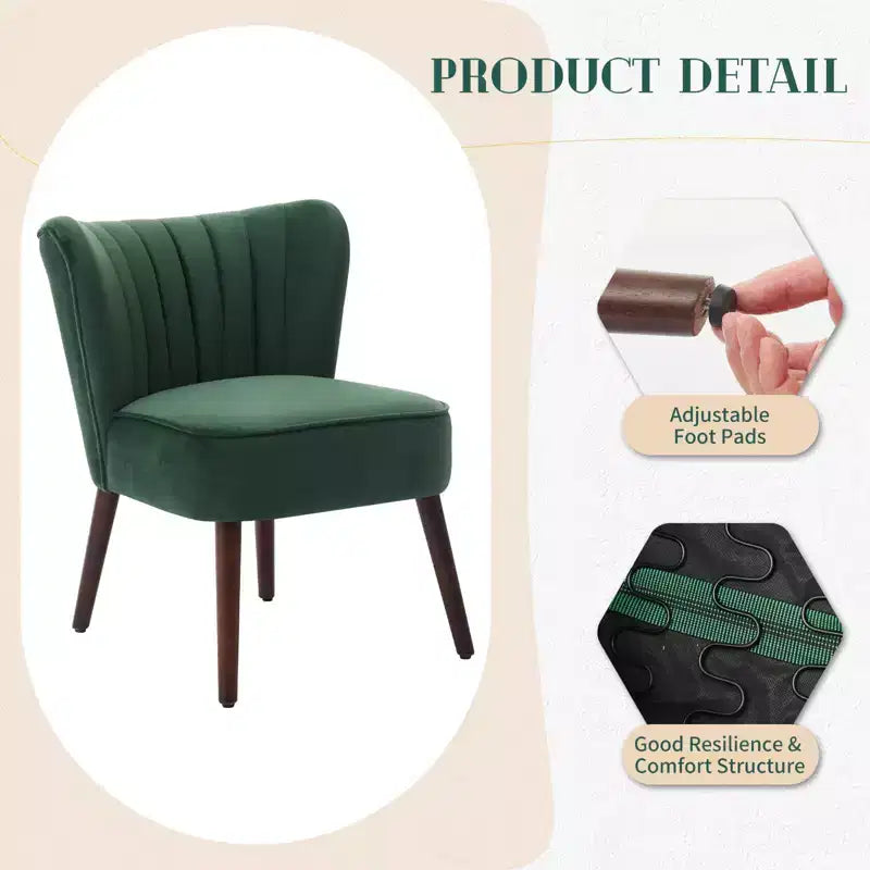 Poltrona d'Appoggio Imbottita Senza Braccioli, Beige/Nero/Verde, Stile Mid-Century, Posti a Sedere 1