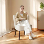 Poltrona d'Appoggio Imbottita Senza Braccioli, Beige/Nero/Verde, Stile Mid-Century, Posti a Sedere 1
