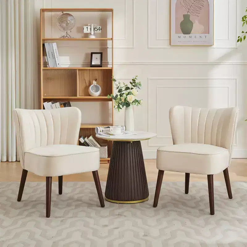 Poltrona d'Appoggio Imbottita Senza Braccioli, Beige/Nero/Verde, Stile Mid-Century, Posti a Sedere 1