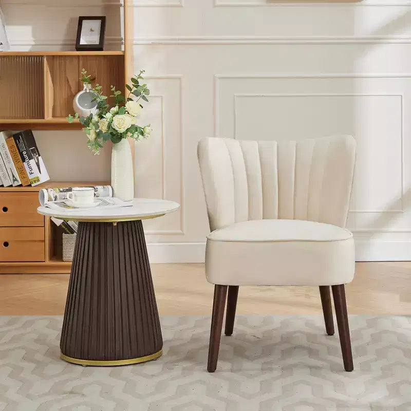 Poltrona d'Appoggio Imbottita Senza Braccioli, Beige/Nero/Verde, Stile Mid-Century, Posti a Sedere 1