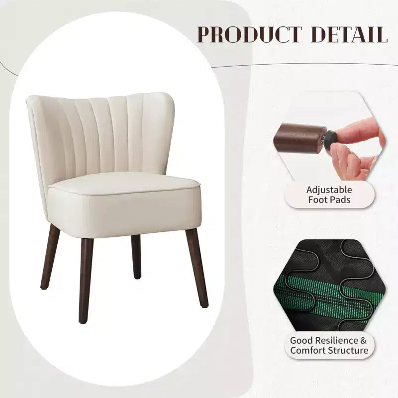 Poltrona d'Appoggio Imbottita Senza Braccioli, Beige/Nero/Verde, Stile Mid-Century, Posti a Sedere 1