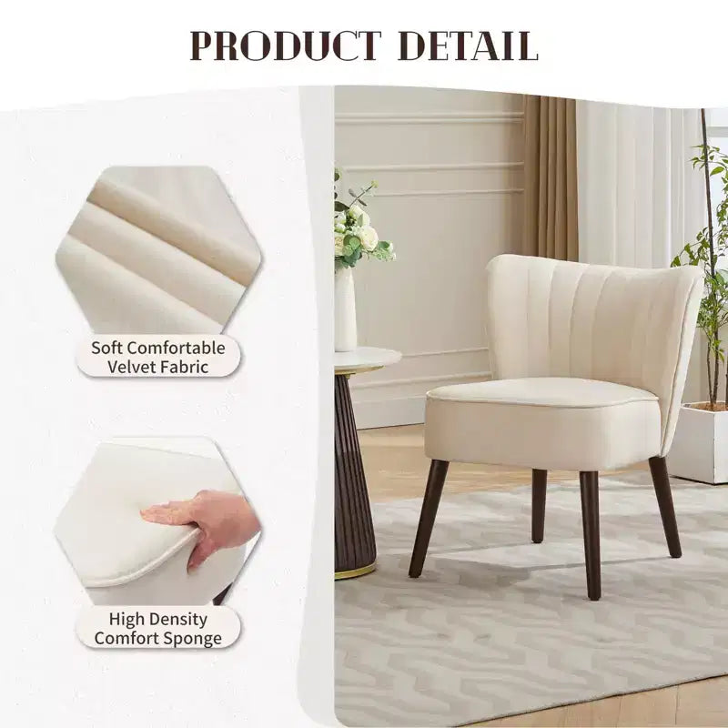 Poltrona d'Appoggio Imbottita Senza Braccioli, Beige/Nero/Verde, Stile Mid-Century, Posti a Sedere 1