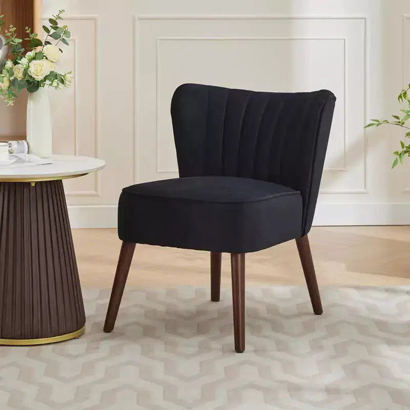 Poltrona d'Appoggio Imbottita Senza Braccioli, Beige/Nero/Verde, Stile Mid-Century, Posti a Sedere 1