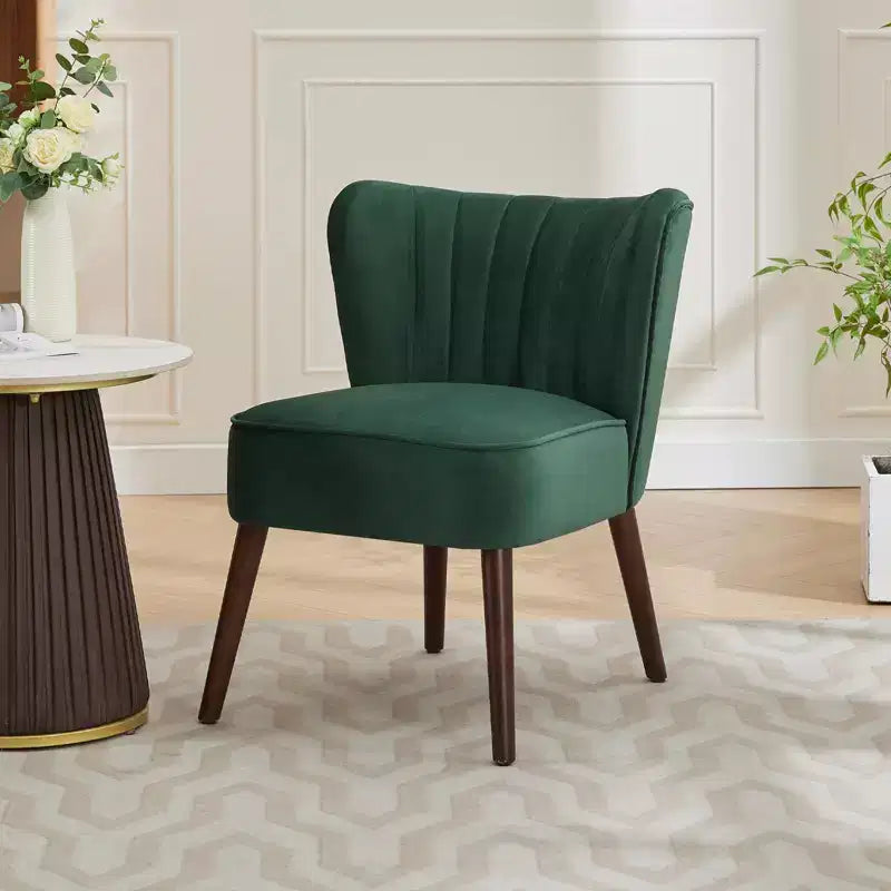 Poltrona d'Appoggio Imbottita Senza Braccioli, Beige/Nero/Verde, Stile Mid-Century, Posti a Sedere 1