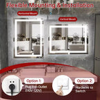 Specchio a muro da 24x32 con LED, antiappannamento, 3 temperature colore, utente singolo