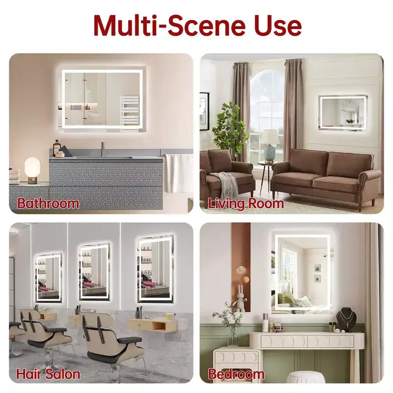 Specchio a muro da 24x32 con LED, antiappannamento, 3 temperature colore, utente singolo
