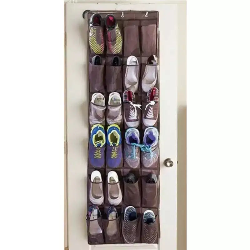 Organizzatore di scarpe da appendere alla porta a 24 tasche, contiene 24 paia