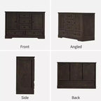 Credenza in Stile Rustico Nera/Marrone/Rovere – Mobile Contenitore a 2 Ante e 5 Cassetti