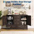 Credenza in Stile Rustico Nera/Marrone/Rovere – Mobile Contenitore a 2 Ante e 5 Cassetti