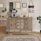 Credenza in Stile Rustico Nera/Marrone/Rovere – Mobile Contenitore a 2 Ante e 5 Cassetti