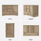 Credenza in Stile Rustico Nera/Marrone/Rovere – Mobile Contenitore a 2 Ante e 5 Cassetti