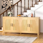 Credenza a buffet da 71" in rovere chiaro stile rustico con 4 ante