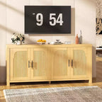 Credenza a buffet da 71" in rovere chiaro stile rustico con 4 ante