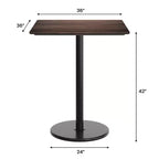 Tavolo da pranzo quadrato altezza bar, 4 posti, multicolore