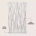 Paravento a Pannello Singolo in Ramo di Teak, Naturale/Bianco, 39L x 68A