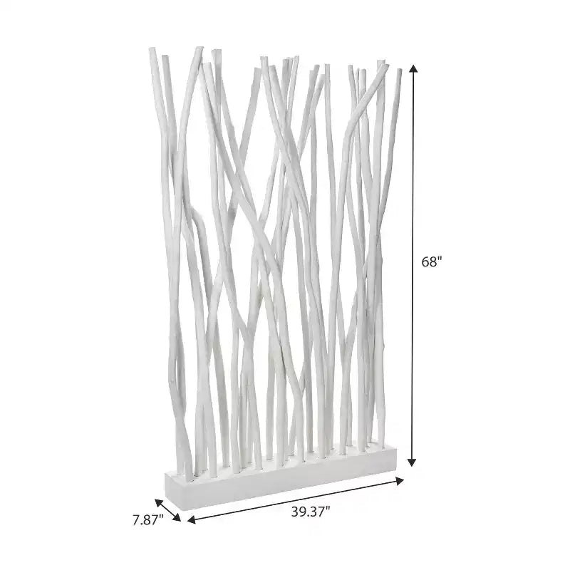 Paravento a Pannello Singolo in Ramo di Teak, Naturale/Bianco, 39L x 68A
